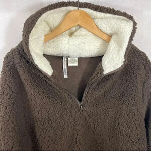 Forgotten Grace Faux Shearling Teddy Quarter  Zip Hoodie